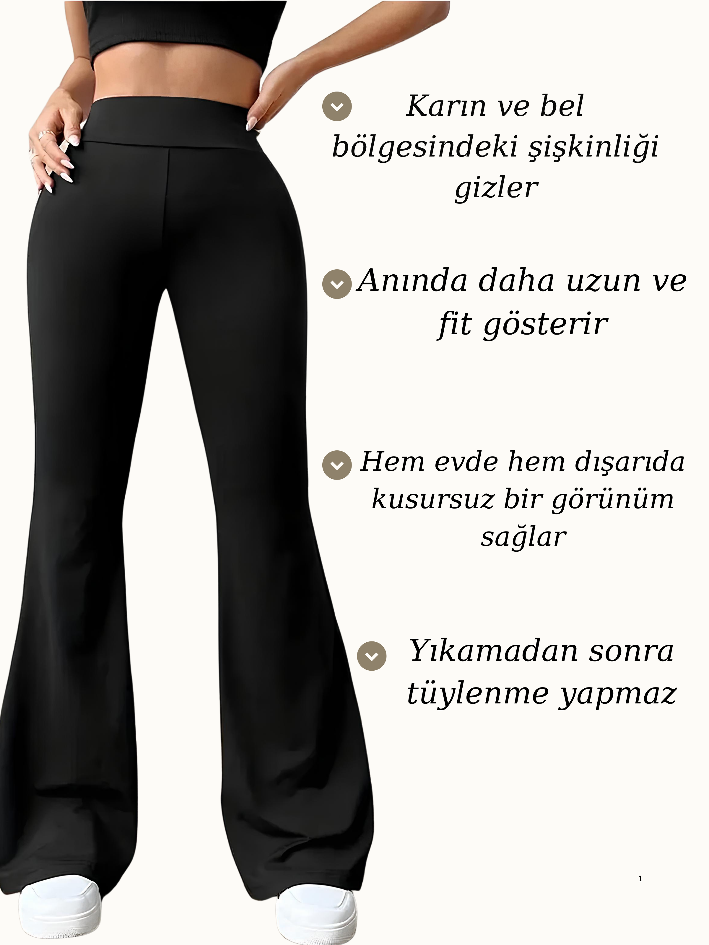 VELAROSE™ Yüksek Bel Ispanyol Paça Tayt Pantolon